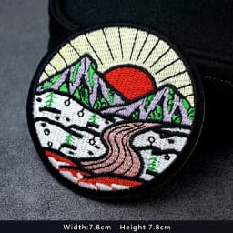 UFO Nebula Landscape Patches Embroidery For T-Shirt Iron On Appliques Clothes Jeans Stickers Badges Mountain Peak