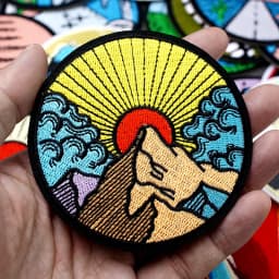 UFO Nebula Landscape Patches Embroidery For T-Shirt Iron On Appliques Clothes Jeans Stickers Badges Mountain Peak