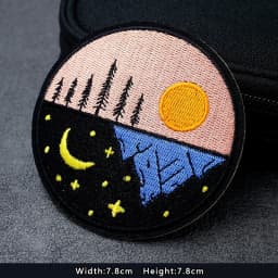 UFO Nebula Landscape Patches Embroidery For T-Shirt Iron On Appliques Clothes Jeans Stickers Badges Mountain Peak