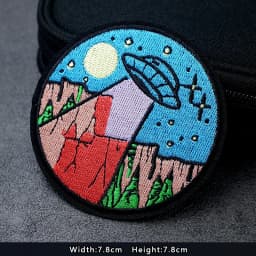 UFO Nebula Landscape Patches Embroidery For T-Shirt Iron On Appliques Clothes Jeans Stickers Badges Mountain Peak