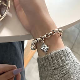FOXANRY English Letter Tag Punk Brcacelet for Women Couples INS Fashion Vintage Handmade Ball Pendant Party Jewelry Gifts