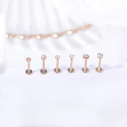 ZS 1PC 16G Rose Gold Plated Helix Piercing Earring Zircon Lip Stud Star Moon Labret Piercing Jewelry Crystal Lip Body Jewelry