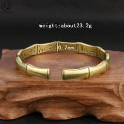 Antique Brass Metal Creative Bamboo Bracelet Bangle Pure Copper Women Fashion Punk Cuff Bangles Bracelets Women Party C-shaped
