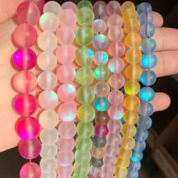 A+ Matte White AB Frosted Austrian Crystal Round Beads For Jewelry Making 6 8 10 12mm Glitter MoonStone Beads Diy Bracelet