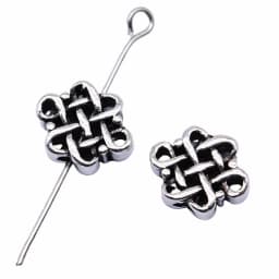 WYSIWYG 10pcs 10x5mm Antique Silver Color Chinese Knot Beads For Jewelry Making DIY Jewelry Findings