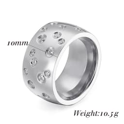 NIBASTAR Simple Stainless Steel Women 10mm Ring Shining Crystal Wedding Promise Jewelry Accessories Wholesale Retail