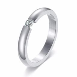 NIBASTAR Simple Stainless Steel Women 10mm Ring Shining Crystal Wedding Promise Jewelry Accessories Wholesale Retail