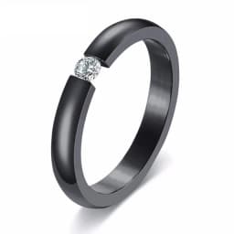 NIBASTAR Simple Stainless Steel Women 10mm Ring Shining Crystal Wedding Promise Jewelry Accessories Wholesale Retail