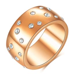 NIBASTAR Simple Stainless Steel Women 10mm Ring Shining Crystal Wedding Promise Jewelry Accessories Wholesale Retail