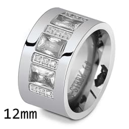 NIBASTAR Simple Stainless Steel Women 10mm Ring Shining Crystal Wedding Promise Jewelry Accessories Wholesale Retail