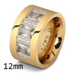 NIBASTAR Simple Stainless Steel Women 10mm Ring Shining Crystal Wedding Promise Jewelry Accessories Wholesale Retail