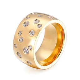 NIBASTAR Simple Stainless Steel Women 10mm Ring Shining Crystal Wedding Promise Jewelry Accessories Wholesale Retail