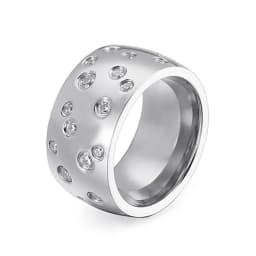 NIBASTAR Simple Stainless Steel Women 10mm Ring Shining Crystal Wedding Promise Jewelry Accessories Wholesale Retail