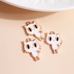 10pcs 13*17mm DIY Enamel Mini Cat Charms for Necklaces Pendants Earrings Cute Animal Charms Handmade Jewelry Making Accessories