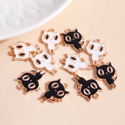 10pcs 13*17mm DIY Enamel Mini Cat Charms for Necklaces Pendants Earrings Cute Animal Charms Handmade Jewelry Making Accessories
