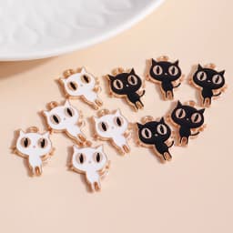 10pcs 13*17mm DIY Enamel Mini Cat Charms for Necklaces Pendants Earrings Cute Animal Charms Handmade Jewelry Making Accessories