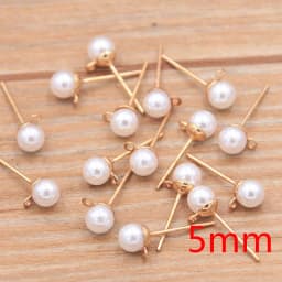 50Pcs 2 Color DIY Imitation Pearl Earrings Findings With Brick Clasps Jewelry Making Accessories Iron Hook Earwire Handmade