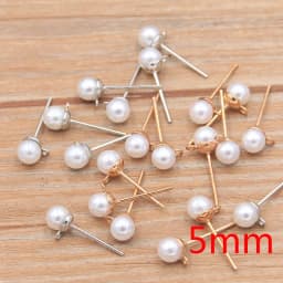 50Pcs 2 Color DIY Imitation Pearl Earrings Findings With Brick Clasps Jewelry Making Accessories Iron Hook Earwire Handmade
