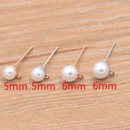 50Pcs 2 Color DIY Imitation Pearl Earrings Findings With Brick Clasps Jewelry Making Accessories Iron Hook Earwire Handmade