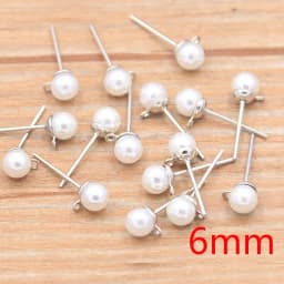 50Pcs 2 Color DIY Imitation Pearl Earrings Findings With Brick Clasps Jewelry Making Accessories Iron Hook Earwire Handmade