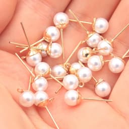 50Pcs 2 Color DIY Imitation Pearl Earrings Findings With Brick Clasps Jewelry Making Accessories Iron Hook Earwire Handmade