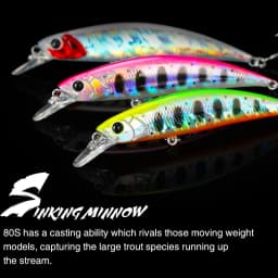 TSURINOYA DW96 80mm 12g Sinking Minnow Fishing Lure Large Trout Pike Rockfish Hard Bait Jerkbait Freshwater Saltwater Wobbler