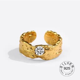 Minimalist 925 Sterling Silver Rings France Gold Plated CZ Vintage Chain Geometric Trendy Elegant Bride Jewelry Gifts
