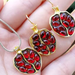 Vintage Fruit Pomegranate Pendant Necklace Retro Red Crystal CZ Pomegranate Stone Necklace Women Wedding Jewelry Birthday Gifts