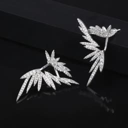 Elegant Leaf Shape Zirconia Wedding Stud Earring For Women Luxury Famous Brand India Earings Fashion Jewelry
