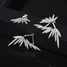 Elegant Leaf Shape Zirconia Wedding Stud Earring For Women Luxury Famous Brand India Earings Fashion Jewelry