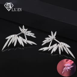 Elegant Leaf Shape Zirconia Wedding Stud Earring For Women Luxury Famous Brand India Earings Fashion Jewelry