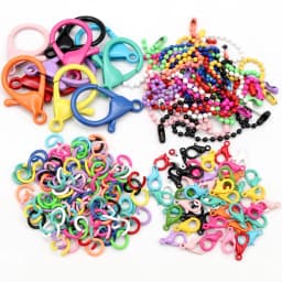 New Fashion Multi-colors Mixed Alloy Open Rings Lobster Clasp Hooks Ball Chains DIY Jewelry Making Findings Supplies