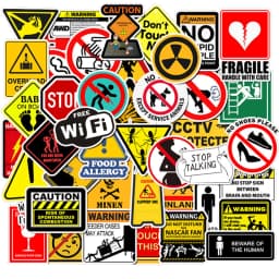 10/30/50PCS Warning Stickers Danger Banning Signs Reminder Waterproof Decal Sticker to Laptop Motorcycle Luggage Phone Snowboard