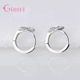 Gift for Girlfriend Daughter Girls Flower 5 Leaf Hoop Earring Sterling Silver 925 Flower Brincos Pendientes Jewellery