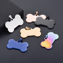 5Pcs Dog Tag Puppy ID Tag Stainless Steel Bone for Neutral Necklace Mirror PolishTags Pet Dog Collar Accessories