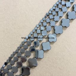 Natural Flat Flower Shape Black Hematite Stone Loose Beads 4 6 8 13 MM 15" Pick Size For Jewelry Making DIY