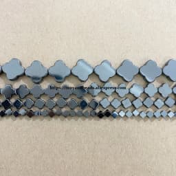 Natural Flat Flower Shape Black Hematite Stone Loose Beads 4 6 8 13 MM 15" Pick Size For Jewelry Making DIY