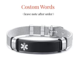 Men's Medical Alert Jewelry and Custom Engravable IDs Brazalets Stainless Steel Wristband Bracelet Personalized Emergency Bangle