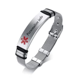 Men's Medical Alert Jewelry and Custom Engravable IDs Brazalets Stainless Steel Wristband Bracelet Personalized Emergency Bangle