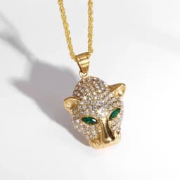 Personality Trend Men Jewelry Gold Plated Tiger Cheetah Animal Pendant Fashion Cool Necklace