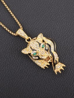Personality Trend Men Jewelry Gold Plated Tiger Cheetah Animal Pendant Fashion Cool Necklace