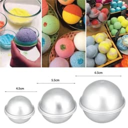 2PCS Round Aluminium Alloy Ball Bath Molds DIY Tool Bath Salt Ball Homemade Crafting Gifts Semicircle Sphere Mold