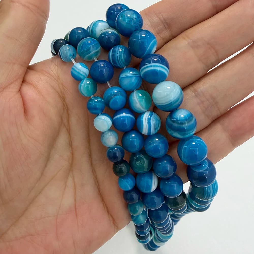 Natural Stone AAAA Quality Blue Sardonyx Agate Round Loose Beads 6 8 10 12MM Pick Size For Jewelry Making