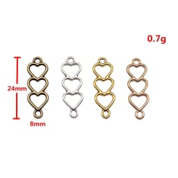 WYSIWYG 20pcs 24x8mm 6 Colors Hollow Heart Connector Charms For Earring Making Bracelet Making Jewelry Making Jewelry Findings