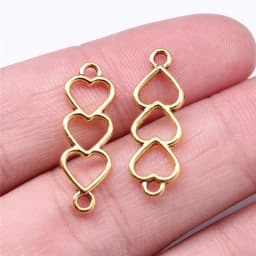 WYSIWYG 20pcs 24x8mm 6 Colors Hollow Heart Connector Charms For Earring Making Bracelet Making Jewelry Making Jewelry Findings