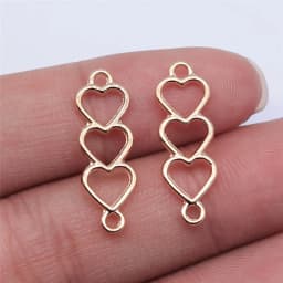 WYSIWYG 20pcs 24x8mm 6 Colors Hollow Heart Connector Charms For Earring Making Bracelet Making Jewelry Making Jewelry Findings