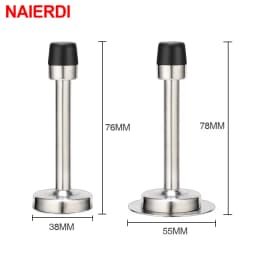 NAIERDI Rubber Wall Mounted Door Stopper Stainless Steel Door Stops Holder Catch Floor Fitting With Screws Bedroom Home Hardware