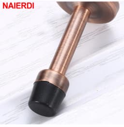 NAIERDI Rubber Wall Mounted Door Stopper Stainless Steel Door Stops Holder Catch Floor Fitting With Screws Bedroom Home Hardware