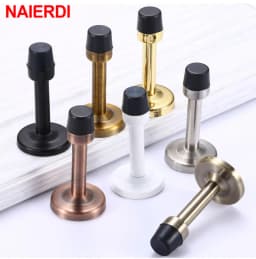 NAIERDI Rubber Wall Mounted Door Stopper Stainless Steel Door Stops Holder Catch Floor Fitting With Screws Bedroom Home Hardware