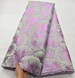 Pink African Lace Fabric 2024 High Quality Brocade Jacquard Fabric Nigerian French Organza Lace Fabric for Party Dress 5 Yards
